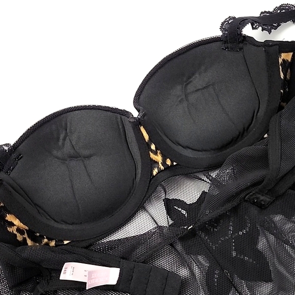 Victoria's Secret Women's Black Babydoll Lingerie Floral Lace Underwire Size 34B - Picture 9 of 14